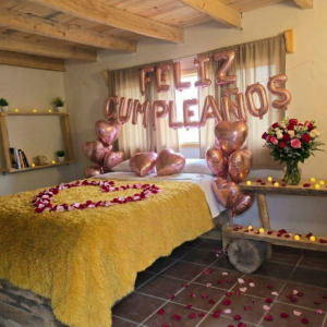 Decoración de cumpleaños romántico en Biciting Mineral del Chico