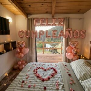 Decoración de cumpleaños romántico en Biciting Mineral del Chico