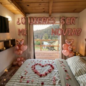 Decoración romántica ¿Quieres ser mi novia? en Biciting Mineral del Chico