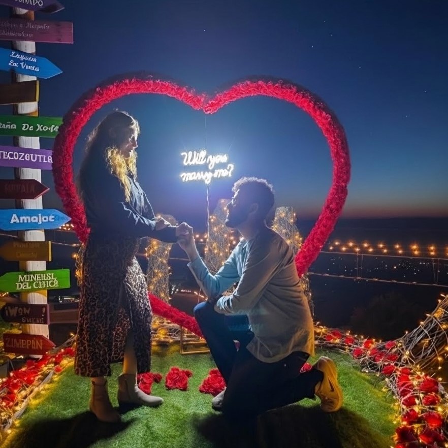 Propuesta de matrimonio en el mirador